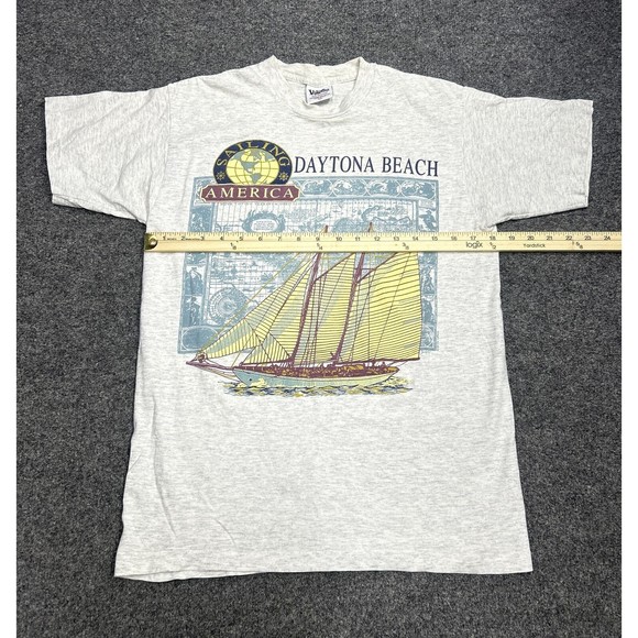 Vintage Daytona Beach Sail Boats Gray Single Stitch Graphic T-Shirt Size Medium - Picture 6 of 8
